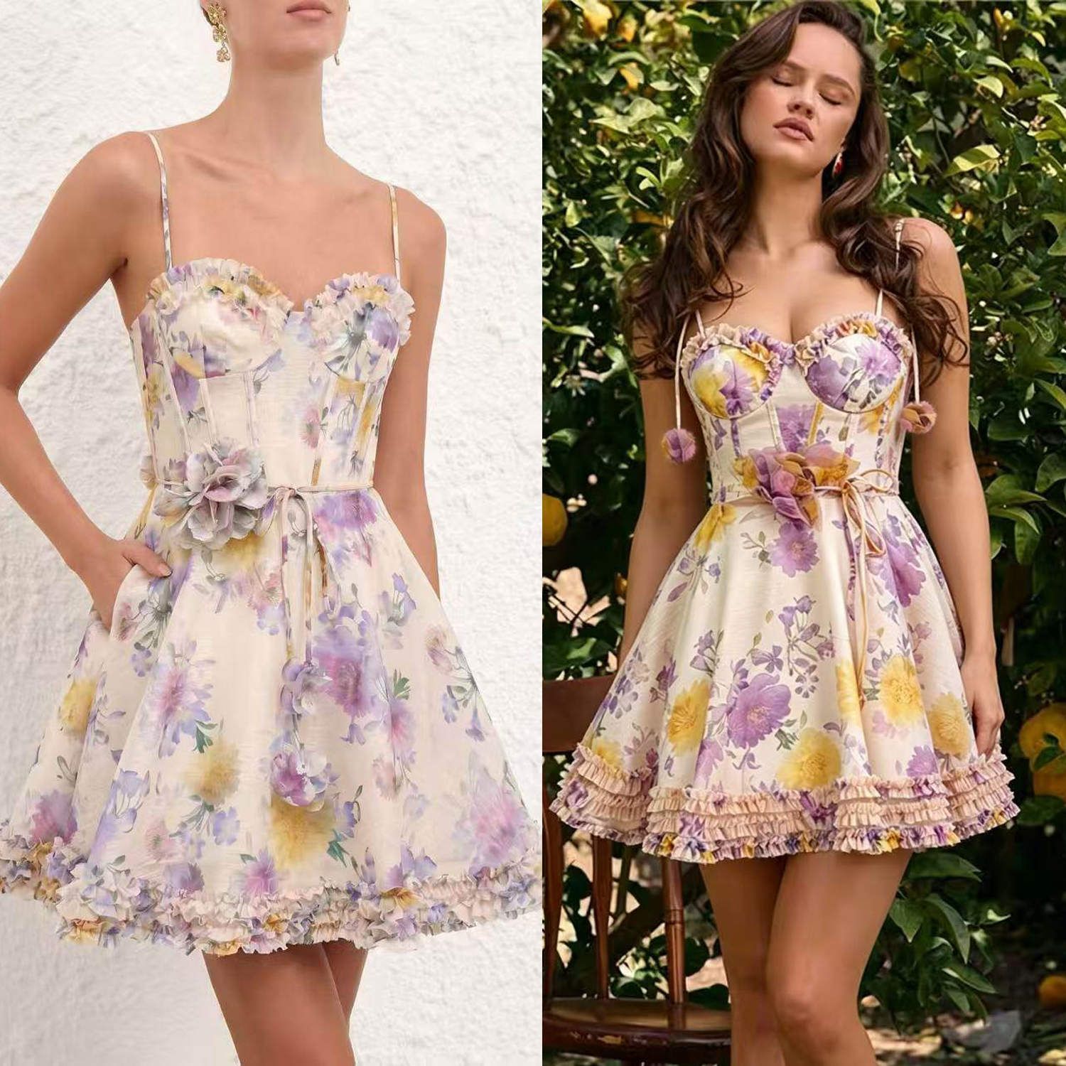 Z Home Australia Light Luxury Customization 26 Spring/Summer Vacation Ready to Wear New Silk and Linen Feel A-line Strap Skirt Dress