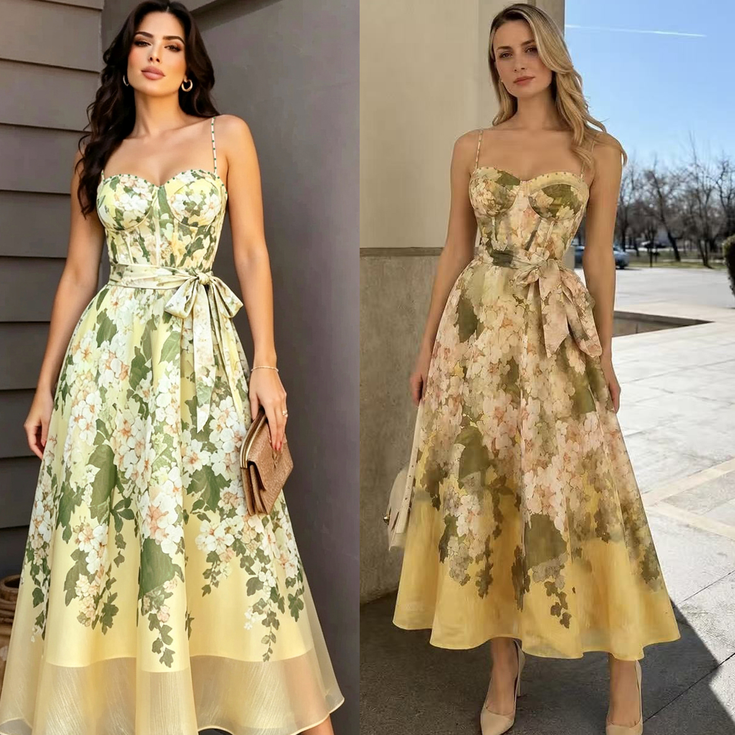 Z Home Australia High end Customized 26 Spring/Summer Ready to Wear New Printed Waist Belt Design Picnic Style Strap Dress Z Home Australia High end Customized 26 Spring/Summer Ready to Wear New Printed Waist Belt Design Picnic Style Strap Dress