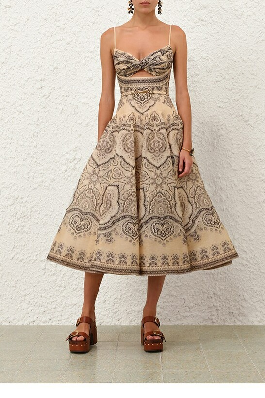 Z Home Australia 2026 Vacation Style New Retro Printed LUNA Twisted Design Medium length Strap Dress Z Home Australia 2026 Vacation Style New Retro Printed LUNA Twisted Design Medium length Strap Dress