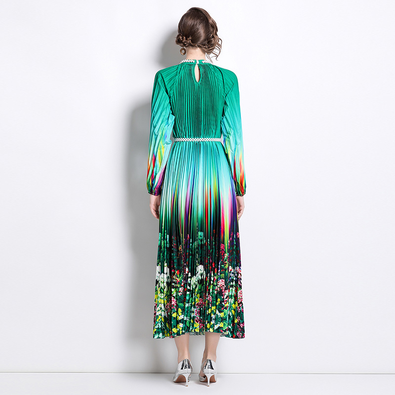 Original 2026 high-end nail bead positioning printed pleated pearl buckle pleated long skirt Original 2026 high-end nail bead positioning printed pleated pearl buckle pleated long skirt