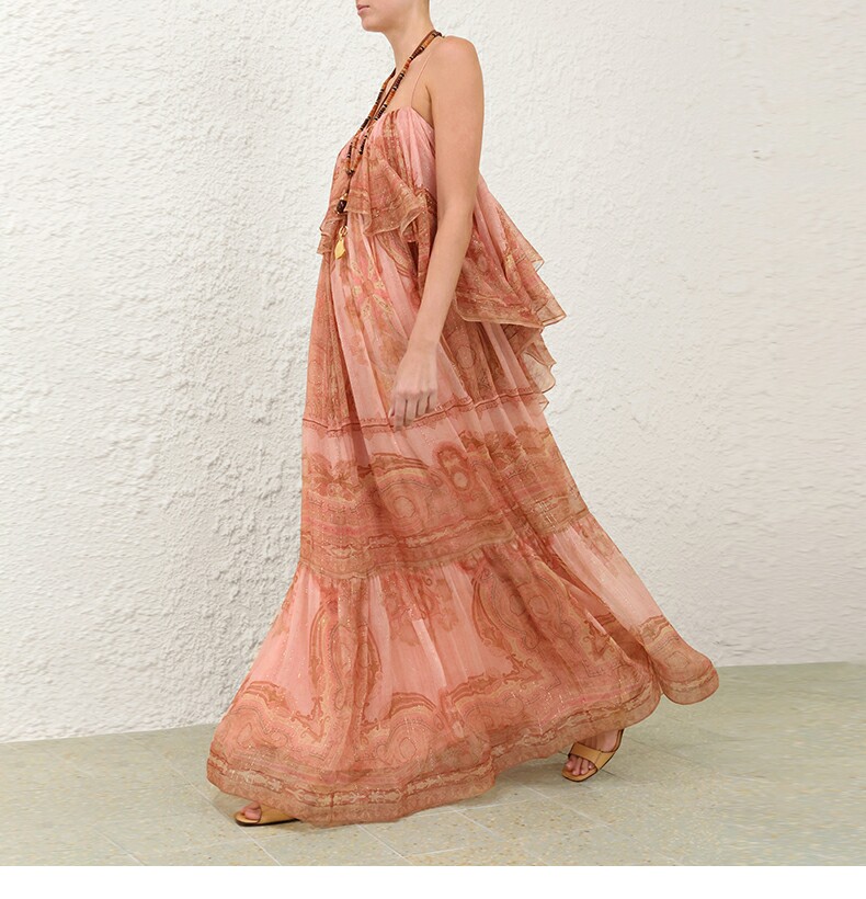 New SUNDANCE lotus leaf side length camisole dress for summer 2026 in Australia, Bohemian vacation long dress New SUNDANCE lotus leaf side length camisole dress for summer 2026 in Australia, Bohemian vacation long dress