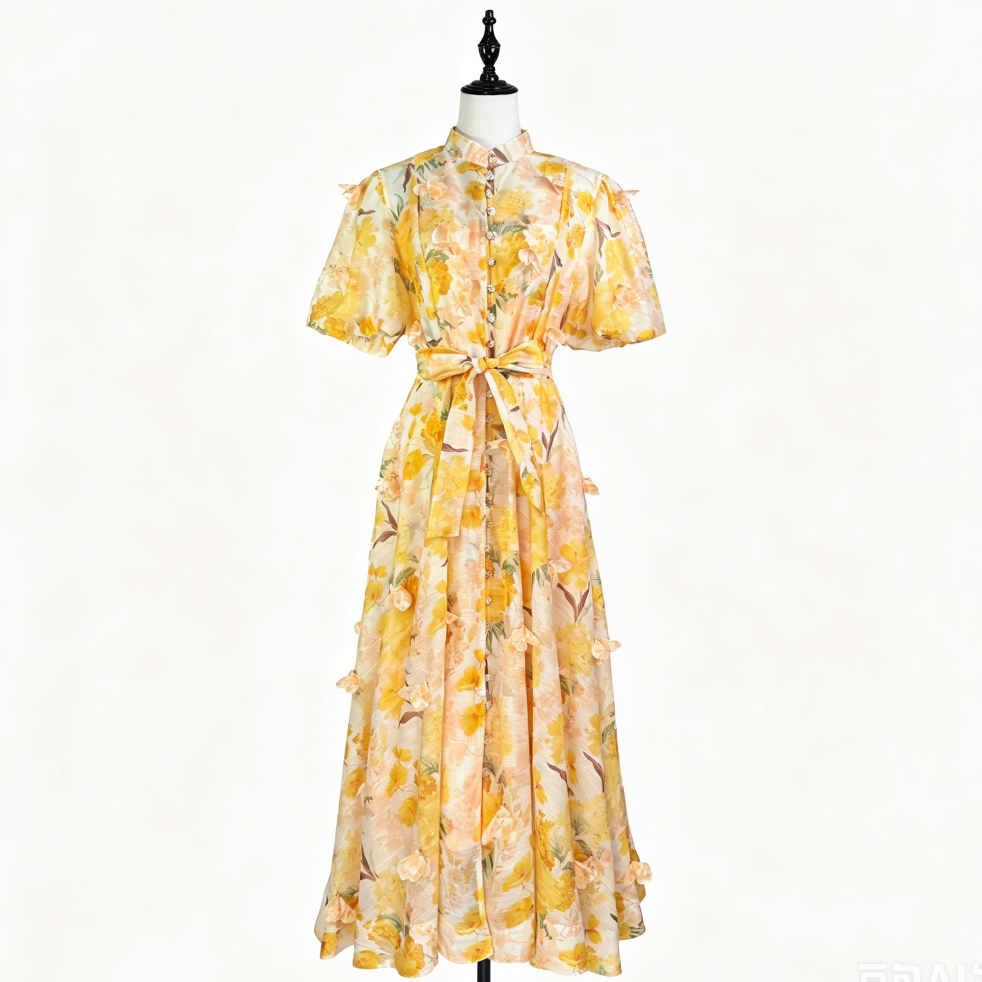 Australian New Elegant Women's Retro Printed Heavy duty Handmade Flower Decoration Waist Swing Dress Long Skirt Australian New Elegant Women's Retro Printed Heavy duty Handmade Flower Decoration Waist Swing Dress Long Skirt