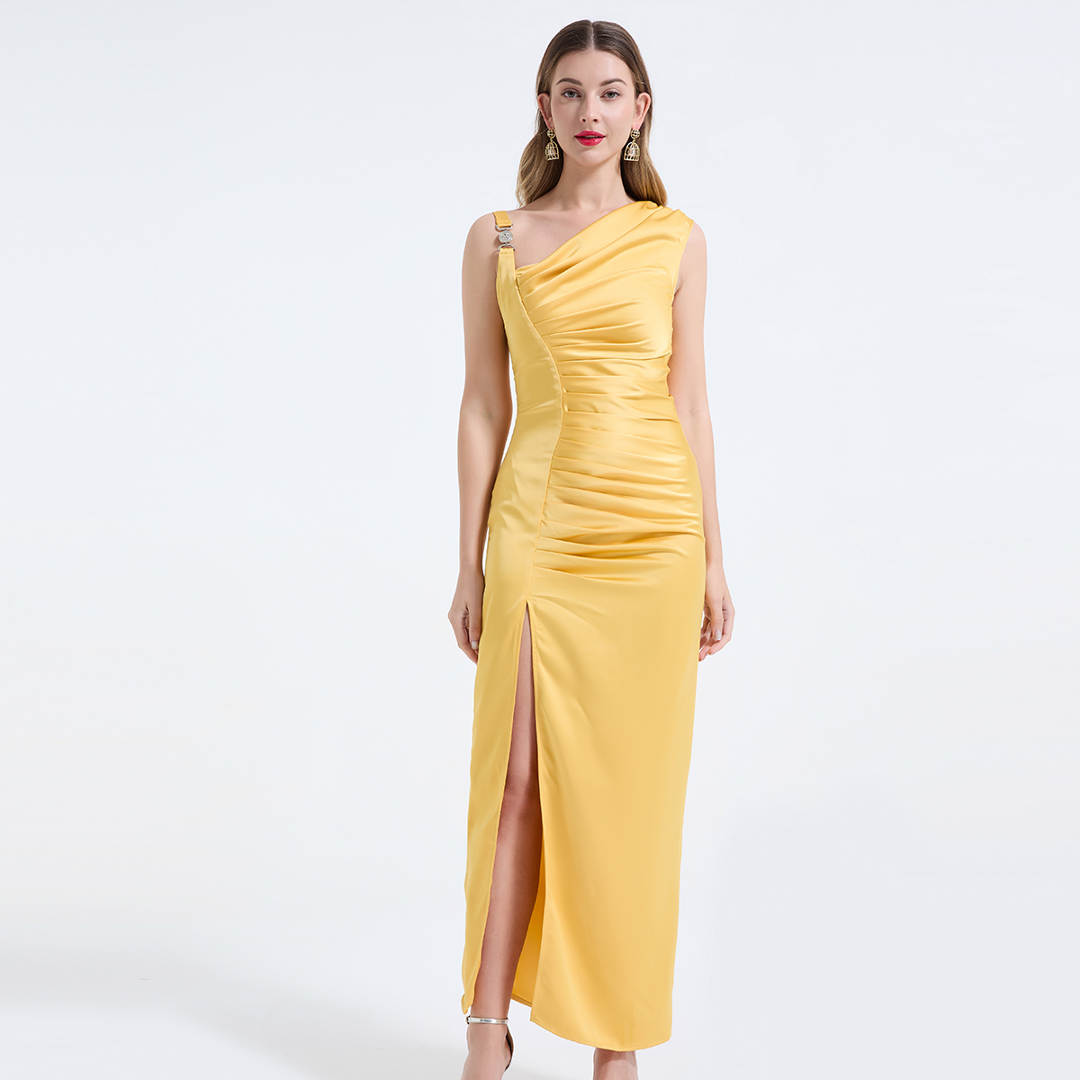 Real time shooting of new spring and summer products, vinegar satin asymmetric design cutting, hip hugging one-piece skirt, three-dimensional pleated skirt Real time shooting of new spring and summer products, vinegar satin asymmetric design cutting, hip hugging one-piece skirt, three-dimensional pleated skirt