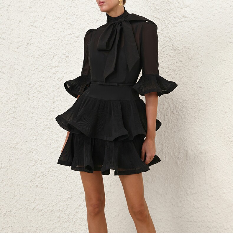 Australian light luxury early autumn sweet girlish style floral dress with ruffled edges for women, cinching waist to show slender figure, trendy skirt Australian light luxury early autumn sweet girlish style floral dress with ruffled edges for women, cinching waist to show slender figure, trendy skirt