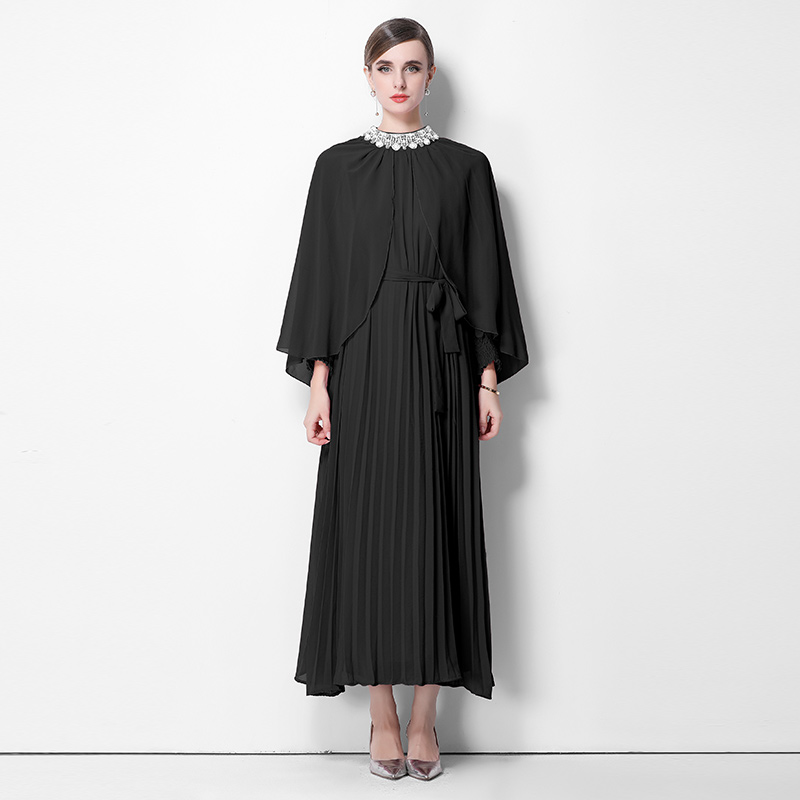 Xianqi Piaopiao temperament cloak dress heavy industry handmade nail bead dress long skirt Xianqi Piaopiao temperament cloak dress heavy industry handmade nail bead dress long skirt