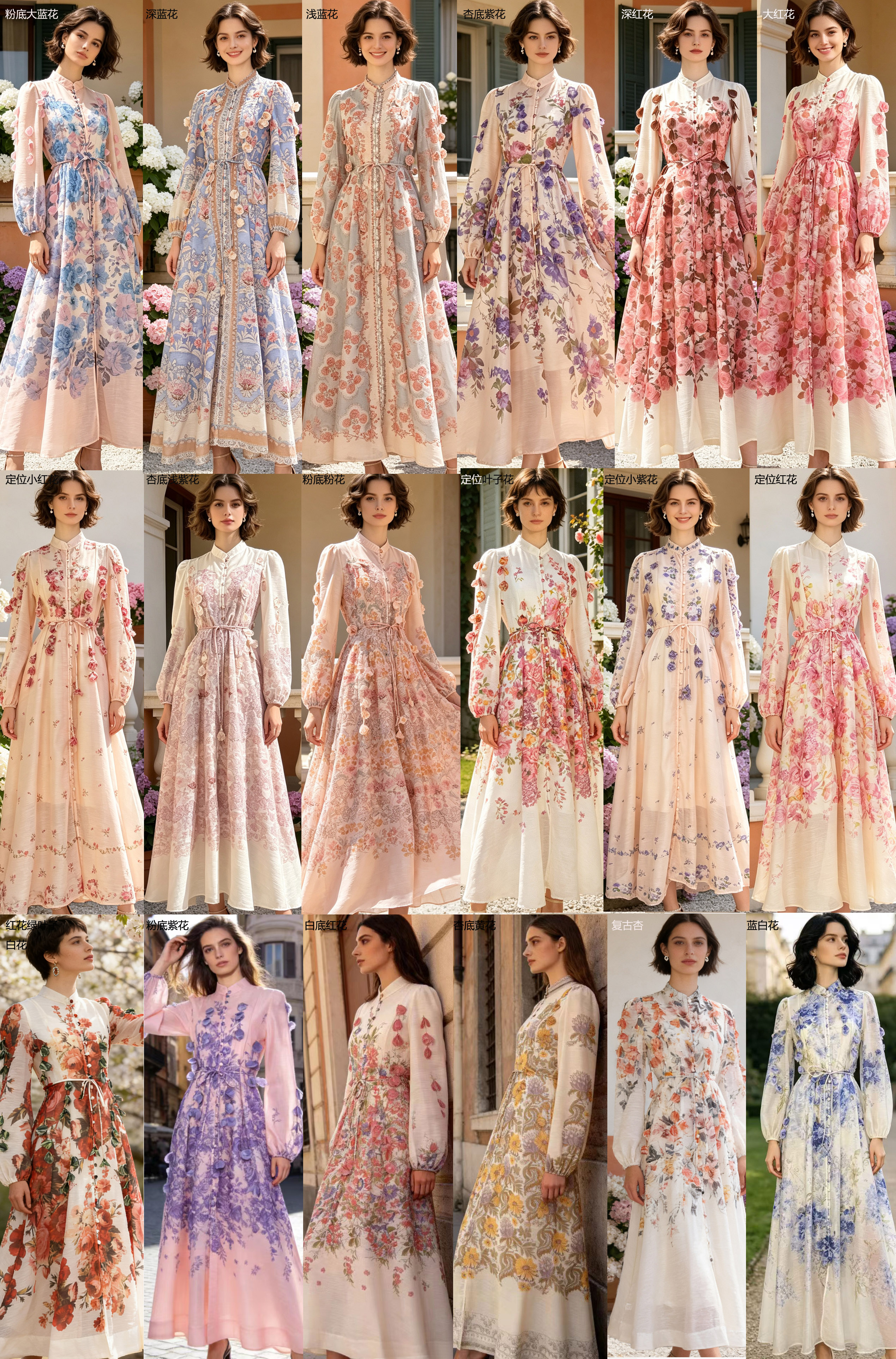 Australian niche 2026 summer elegant stand up collar single breasted heavy industry floral fringe two-piece dress long skirt Australian niche 2026 summer elegant stand up collar single breasted heavy industry floral fringe two-piece dress long skirt
