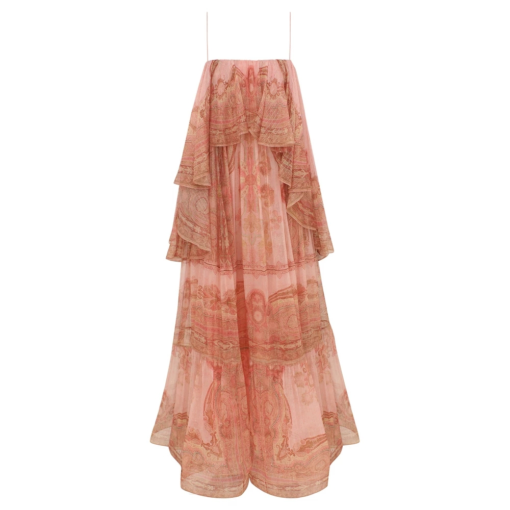 Australian Light Luxury Custom 2026 New Vacation Wind Lotus Leaf Edge Printed Long Loose Strap Fairy Dress Australian Light Luxury Custom 2026 New Vacation Wind Lotus Leaf Edge Printed Long Loose Strap Fairy Dress