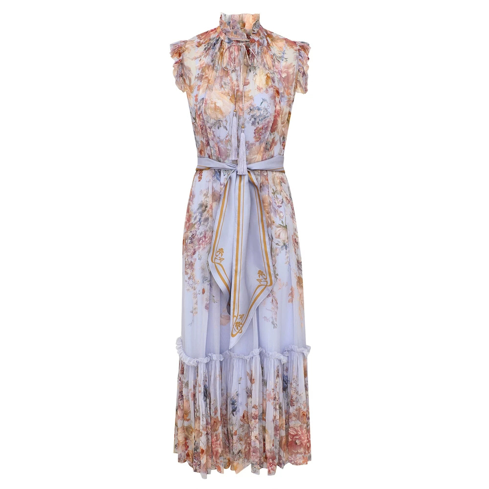 Australia 2026 autumn ready to wear new VALIANT blue floral pattern flowing style dress mid length skirt Australia 2026 autumn ready to wear new VALIANT blue floral pattern flowing style dress mid length skirt