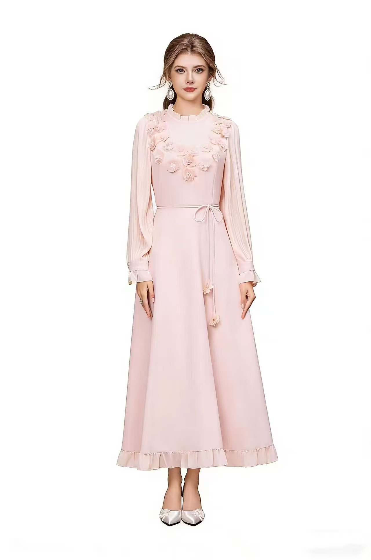 2026 new dress quality goods light luxury series nail bead nail flower slim fit and slimming versatile dress