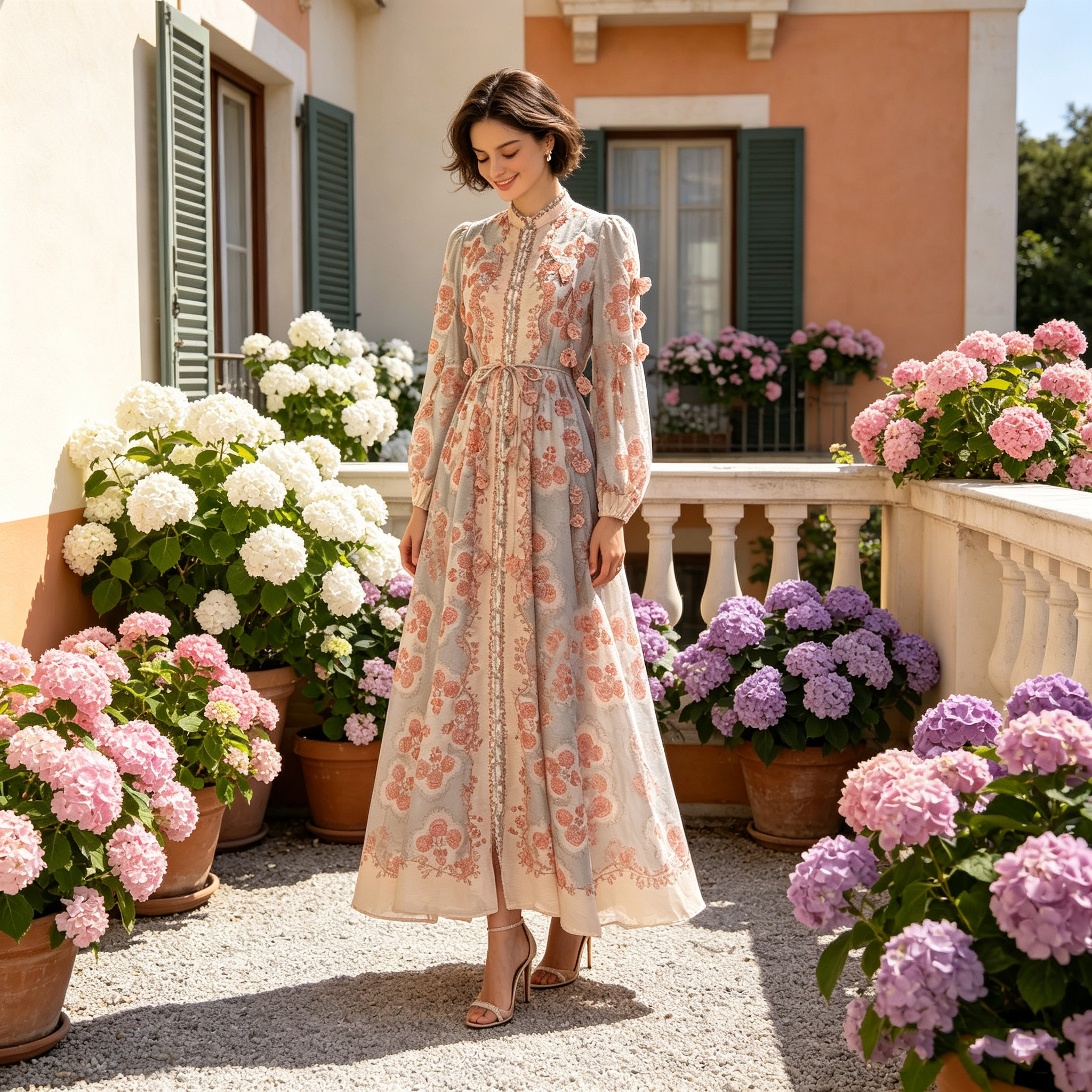 Australian niche 2026 summer elegant stand up collar single breasted heavy industry floral fringe two-piece dress long skirt Australian niche 2026 summer elegant stand up collar single breasted heavy industry floral fringe two-piece dress long skirt
