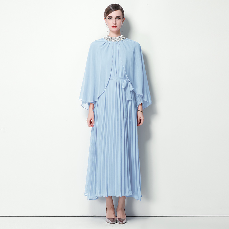 Xianqi Piaopiao temperament cloak dress heavy industry handmade nail bead dress long skirt Xianqi Piaopiao temperament cloak dress heavy industry handmade nail bead dress long skirt