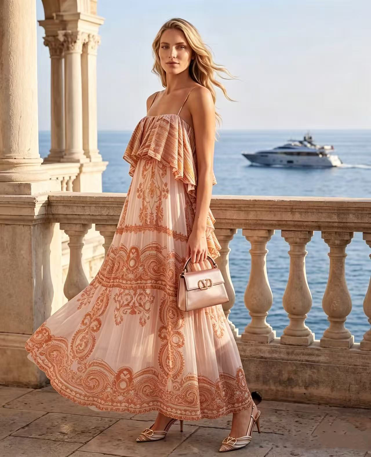 Z Home Oufa Light Luxury 2026 Holiday New Bohemian Style Printed Strap Skirt Fairy Dress Z Home Oufa Light Luxury 2026 Holiday New Bohemian Style Printed Strap Skirt Fairy Dress