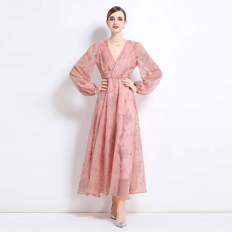 2025 French romantic sequin embroidered dress with a grand display and printed light luxury skirt 2025 French romantic sequin embroidered dress with a grand display and printed light luxury skirt