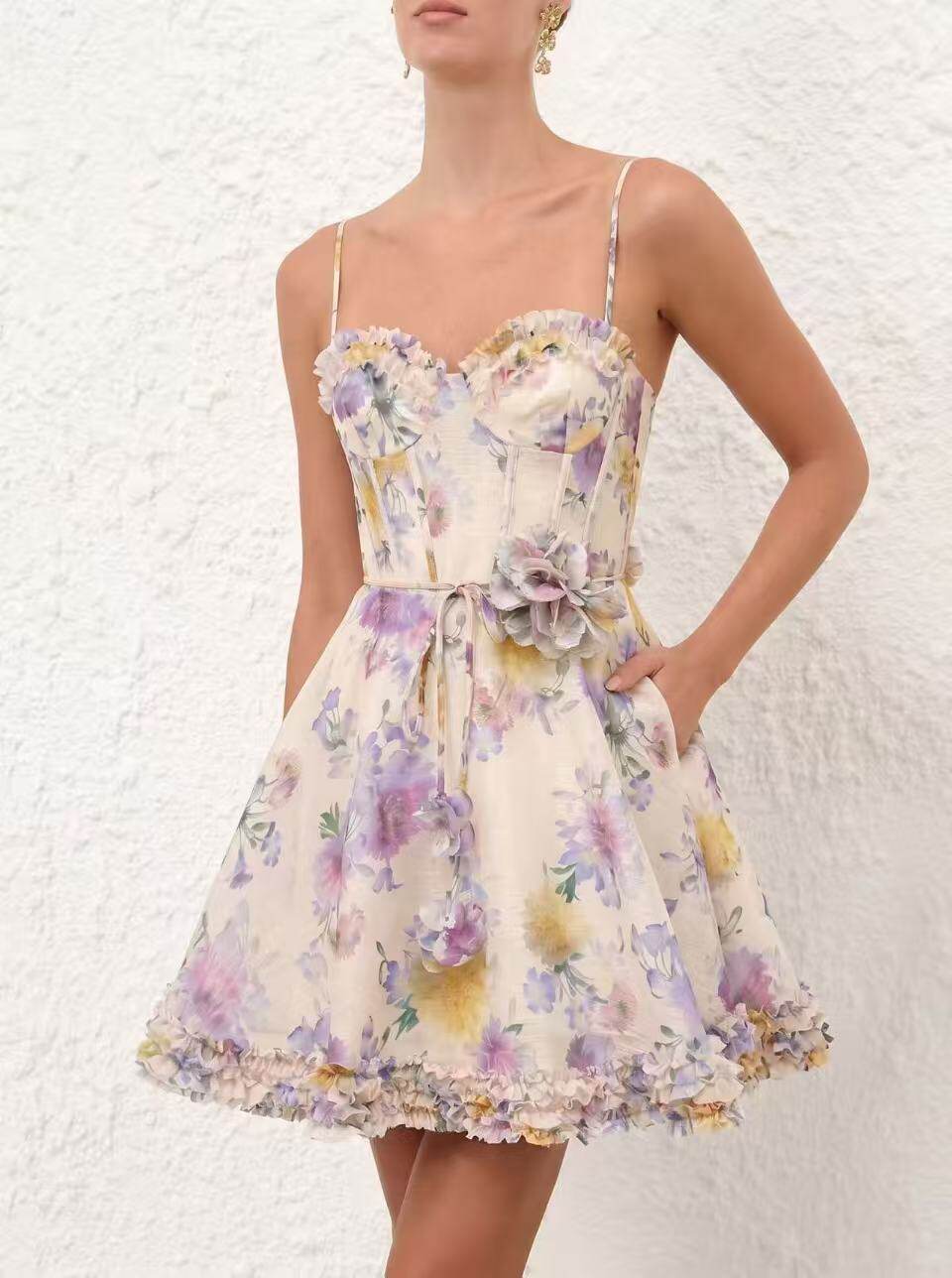 Z Home Australia Light Luxury Customization 26 Spring/Summer Vacation Ready to Wear New Silk and Linen Feel A-line Strap Skirt Dress Z Home Australia Light Luxury Customization 26 Spring/Summer Vacation Ready to Wear New Silk and Linen Feel A-line Strap Skirt Dress