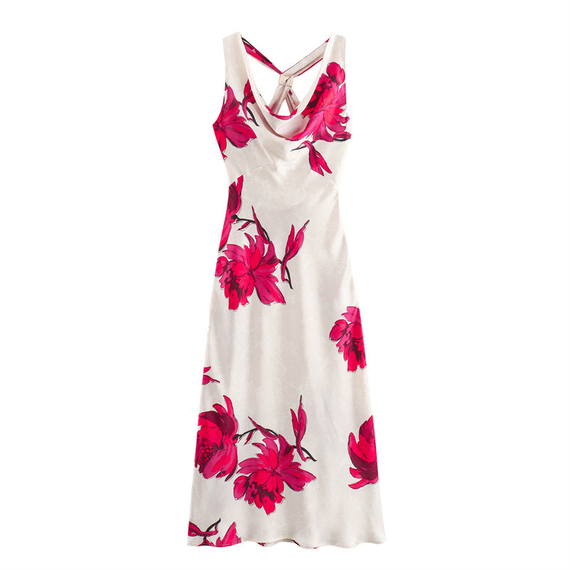Foreign Trade Order 1 Summer New Women's Fashion Hanging Collar Sleeveless Printed backless Long Dress for Women 8493150