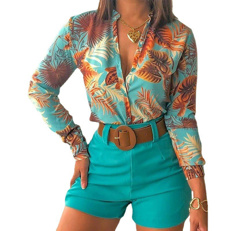 European and American foreign trade women's clothing set 2026 cross-border new product light mature digital printing stand up collar long sleeved shirt women's top European and American foreign trade women's clothing set 2026 cross-border new product light mature digital printing stand up collar long sleeved shirt women's top