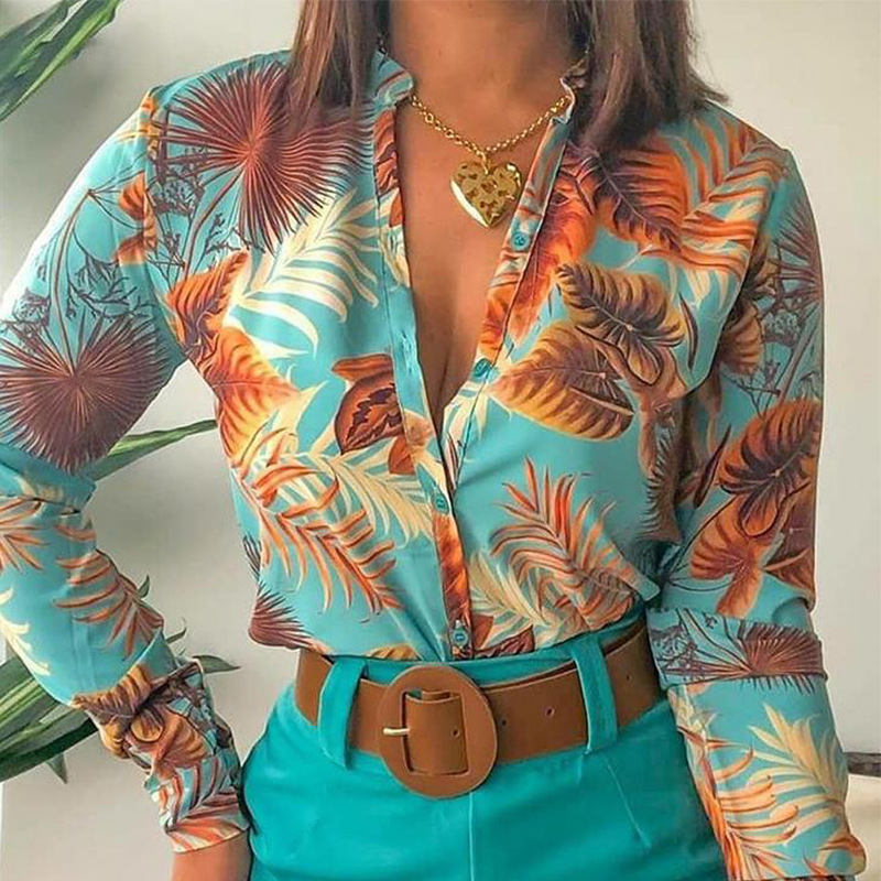 European and American foreign trade women's clothing set 2026 cross-border new product light mature digital printing stand up collar long sleeved shirt women's top European and American foreign trade women's clothing set 2026 cross-border new product light mature digital printing stand up collar long sleeved shirt women's top