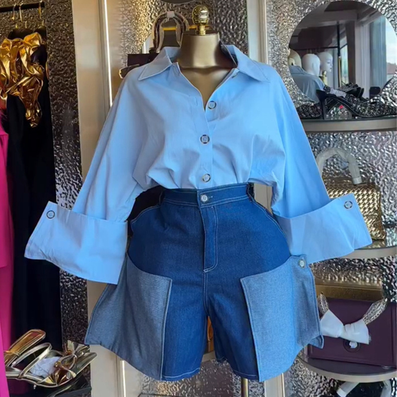 European and American cross-border women's clothing 2026 summer new fashionable lapel design, niche and versatile solid color shirt top