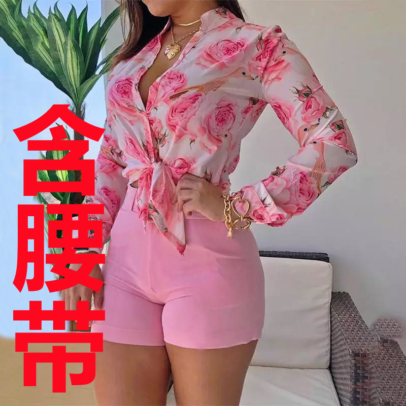 European and American foreign trade women's clothing set 2026 cross-border new product light mature digital printing stand up collar long sleeved shirt women's top European and American foreign trade women's clothing set 2026 cross-border new product light mature digital printing stand up collar long sleeved shirt women's top