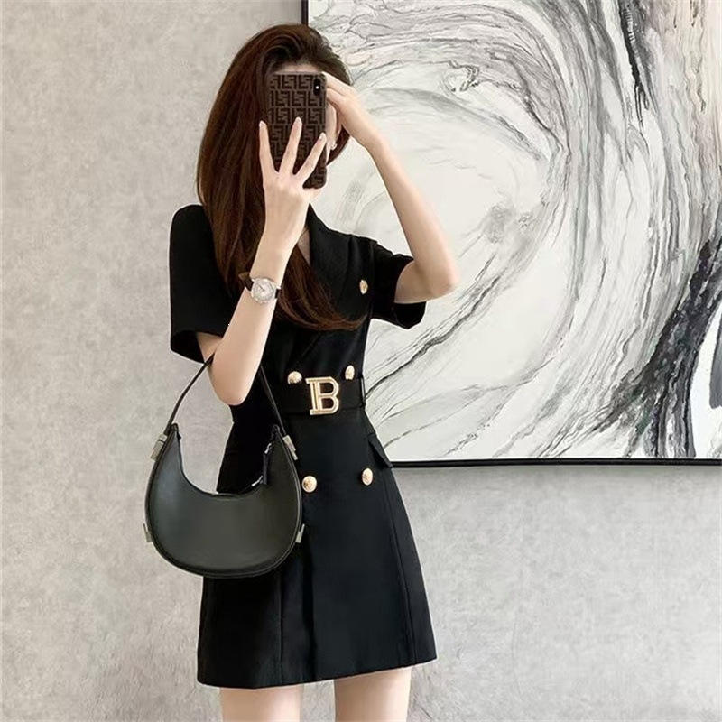 2026 spring/summer short sleeved waist cinching simple OL professional suit dress temperament slimming European station women's suit dress 2026 spring/summer short sleeved waist cinching simple OL professional suit dress temperament slimming European station women's suit dress