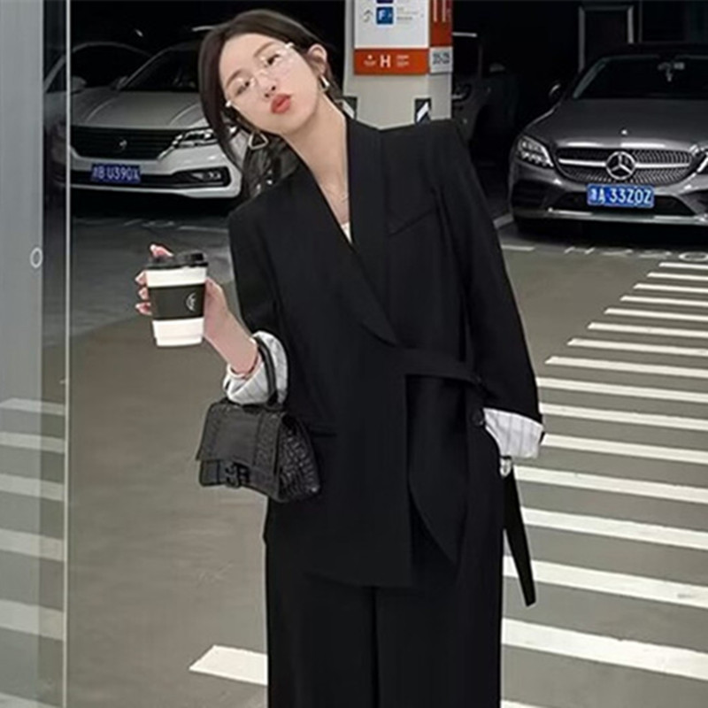 Spring 2026 new suit jacket high waist wide leg long pants two-piece set Spring and Autumn new women's suit set Spring 2026 new suit jacket high waist wide leg long pants two-piece set Spring and Autumn new women's suit set