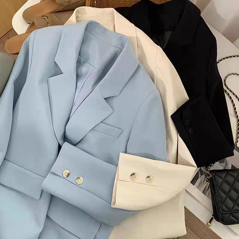 Suit jacket for women in spring, new Korean version classic two button temperament, lemon color loose casual internet famous small suit
