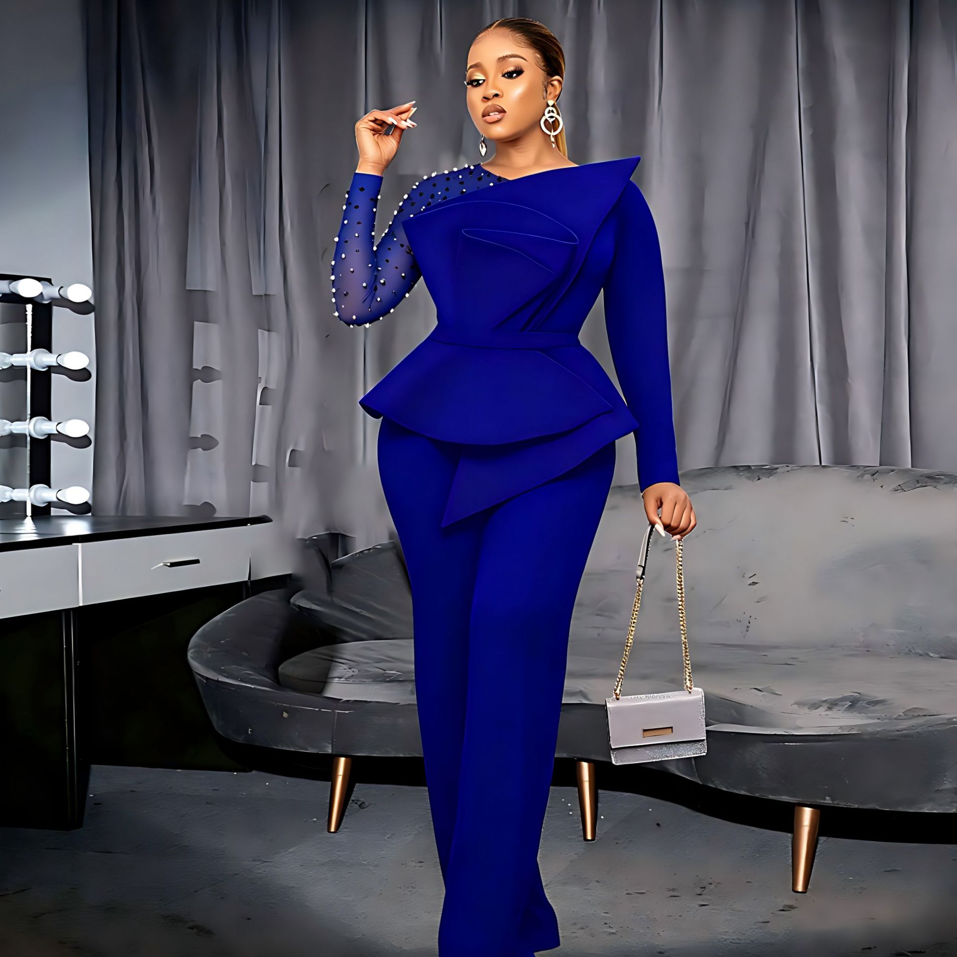 AM220928 Designer Splicing Nail Bead jumpsuit slimming banquet dress outfits for women AM220928 Designer Splicing Nail Bead jumpsuit slimming banquet dress outfits for women