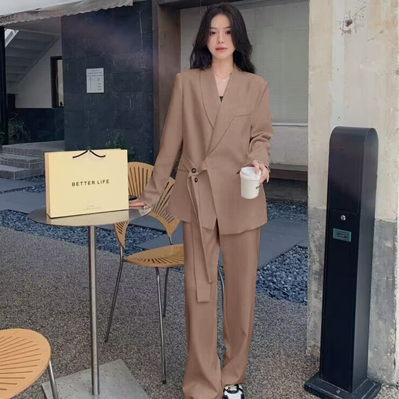 Spring 2026 new suit jacket high waist wide leg long pants two-piece set Spring and Autumn new women's suit set Spring 2026 new suit jacket high waist wide leg long pants two-piece set Spring and Autumn new women's suit set