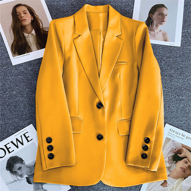 Ginger yellow suit jacket for women 2026 Spring and Autumn new style casual temperament Spring and Autumn explosive street small suit jacket Ginger yellow suit jacket for women 2026 Spring and Autumn new style casual temperament Spring and Autumn explosive street small suit jacket