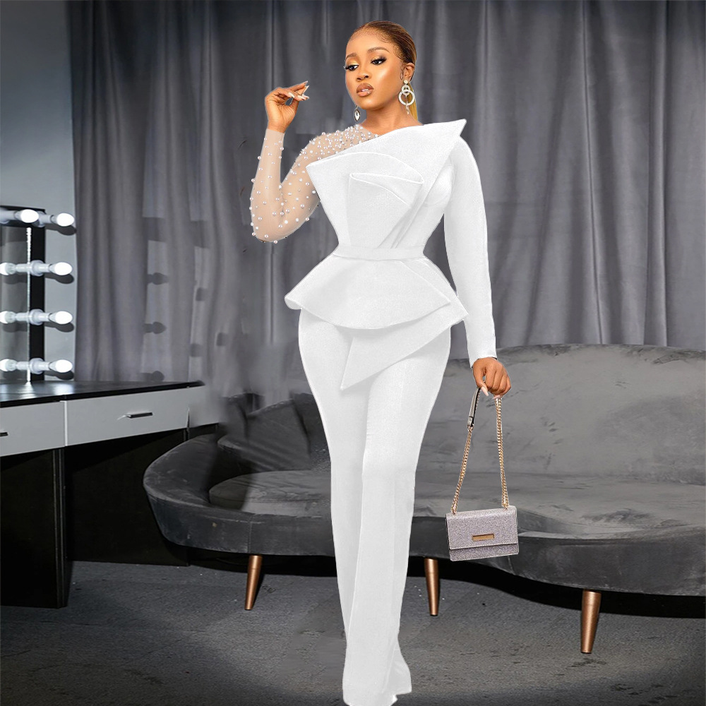 AM220928 Designer Splicing Nail Bead jumpsuit slimming banquet dress outfits for women