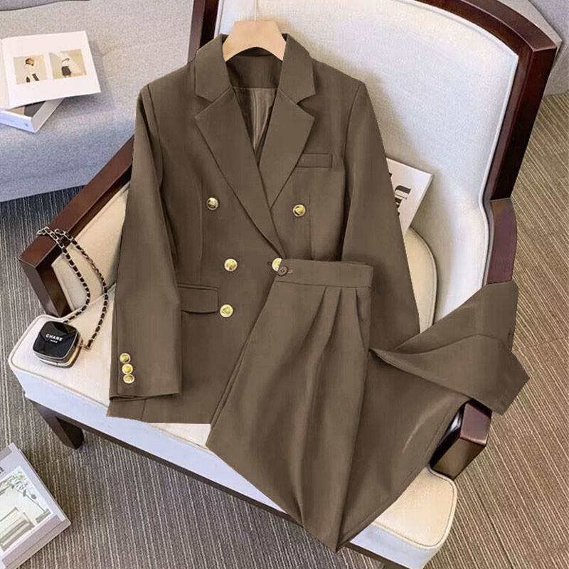 Suit suit for women 2026 Spring and Autumn new style, loose and slimming suit jacket, casual wide leg pants two-piece set Suit suit for women 2026 Spring and Autumn new style, loose and slimming suit jacket, casual wide leg pants two-piece set
