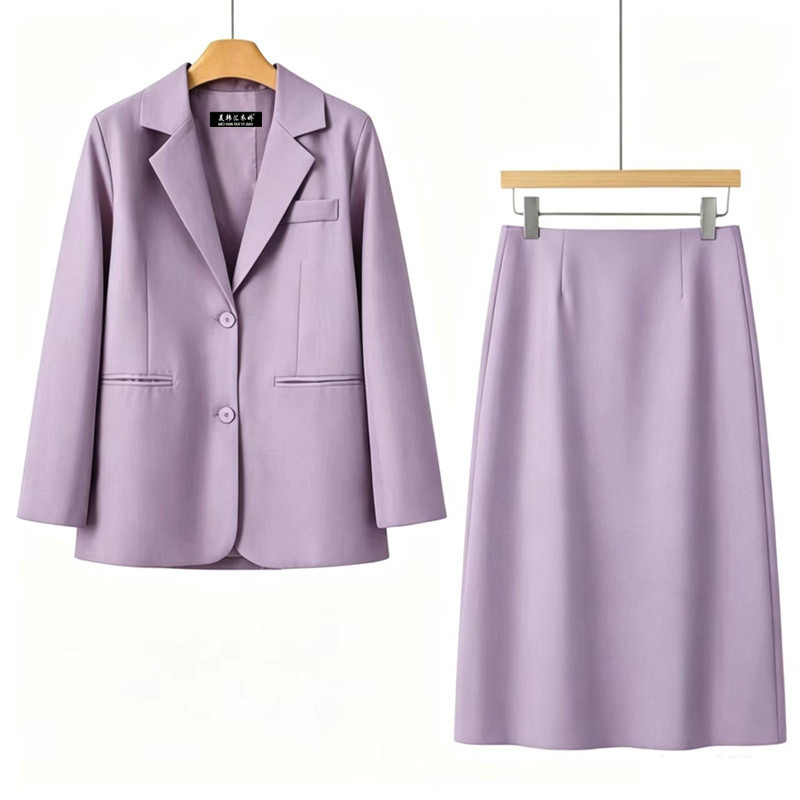 Fragrant taro purple new half skirt set slimming commuting 2026 new professional suit set feminine temperament jacket for women