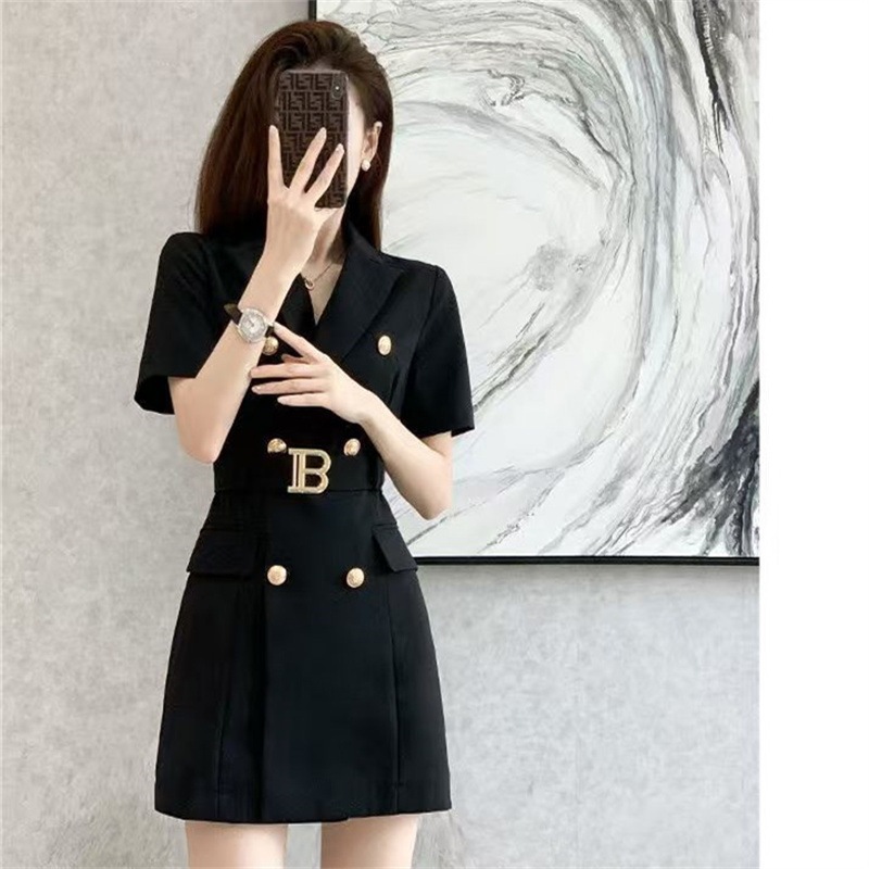 2026 spring/summer short sleeved waist cinching simple OL professional suit dress temperament slimming European station women's suit dress 2026 spring/summer short sleeved waist cinching simple OL professional suit dress temperament slimming European station women's suit dress