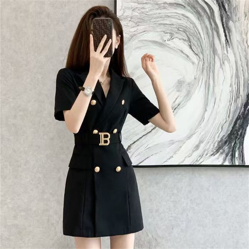 2026 spring/summer short sleeved waist cinching simple OL professional suit dress temperament slimming European station women's suit dress 2026 spring/summer short sleeved waist cinching simple OL professional suit dress temperament slimming European station women's suit dress