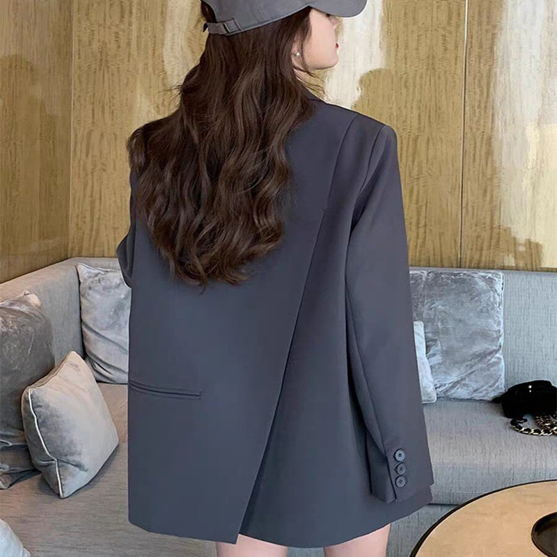 Grey suit jacket for women in Spring and Autumn 2026, new style for spring, high-end, casual, small, Korean style design suit