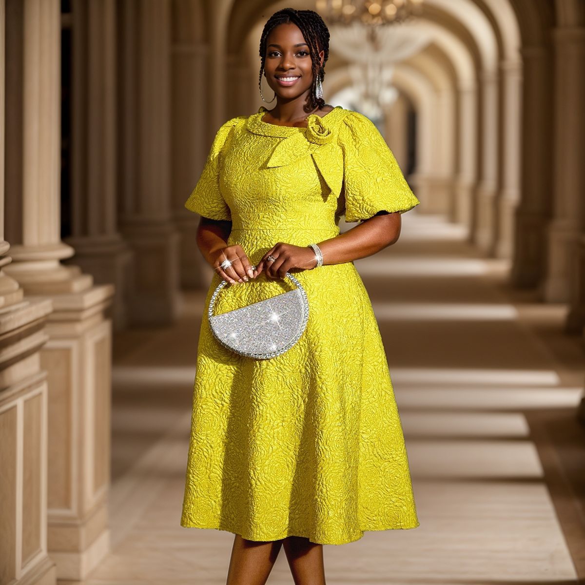 AM040856 New European and American Jacquard Fabric Flower Dress African Large Cross border A-line Skirt Dresses