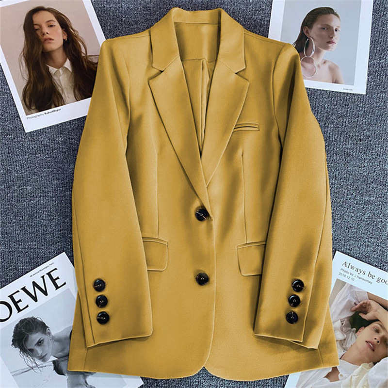 Ginger yellow suit jacket for women 2026 Spring and Autumn new style casual temperament Spring and Autumn explosive street small suit jacket Ginger yellow suit jacket for women 2026 Spring and Autumn new style casual temperament Spring and Autumn explosive street small suit jacket