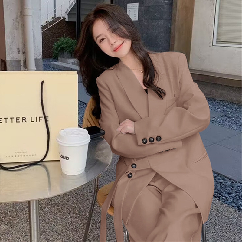 Spring 2026 new suit jacket high waist wide leg long pants two-piece set Spring and Autumn new women's suit set Spring 2026 new suit jacket high waist wide leg long pants two-piece set Spring and Autumn new women's suit set
