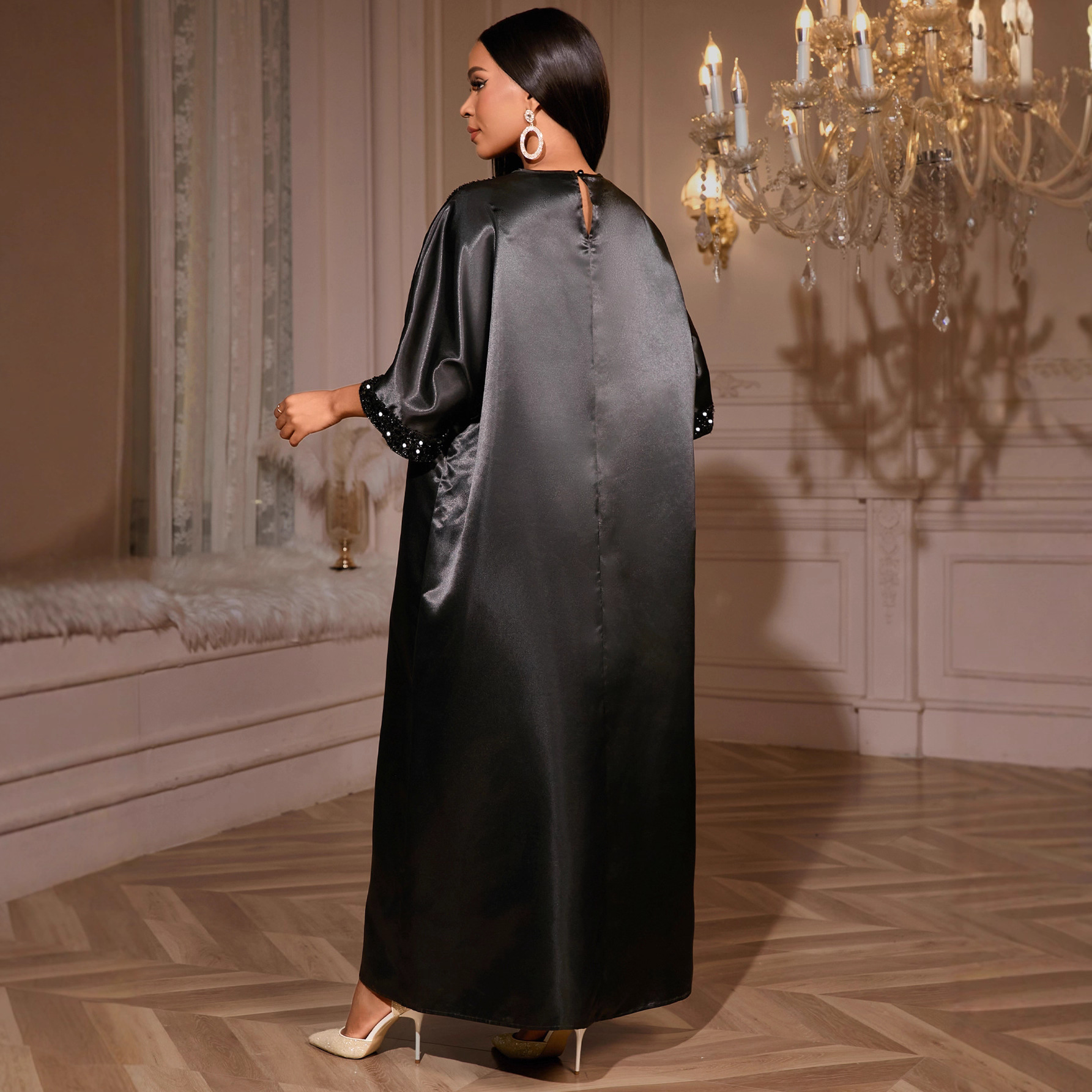 Cross border African women's V-neck loose fit plus size dress, AliExpress sequin fashion robe, Dress Cross border African women's V-neck loose fit plus size dress, AliExpress sequin fashion robe, Dress